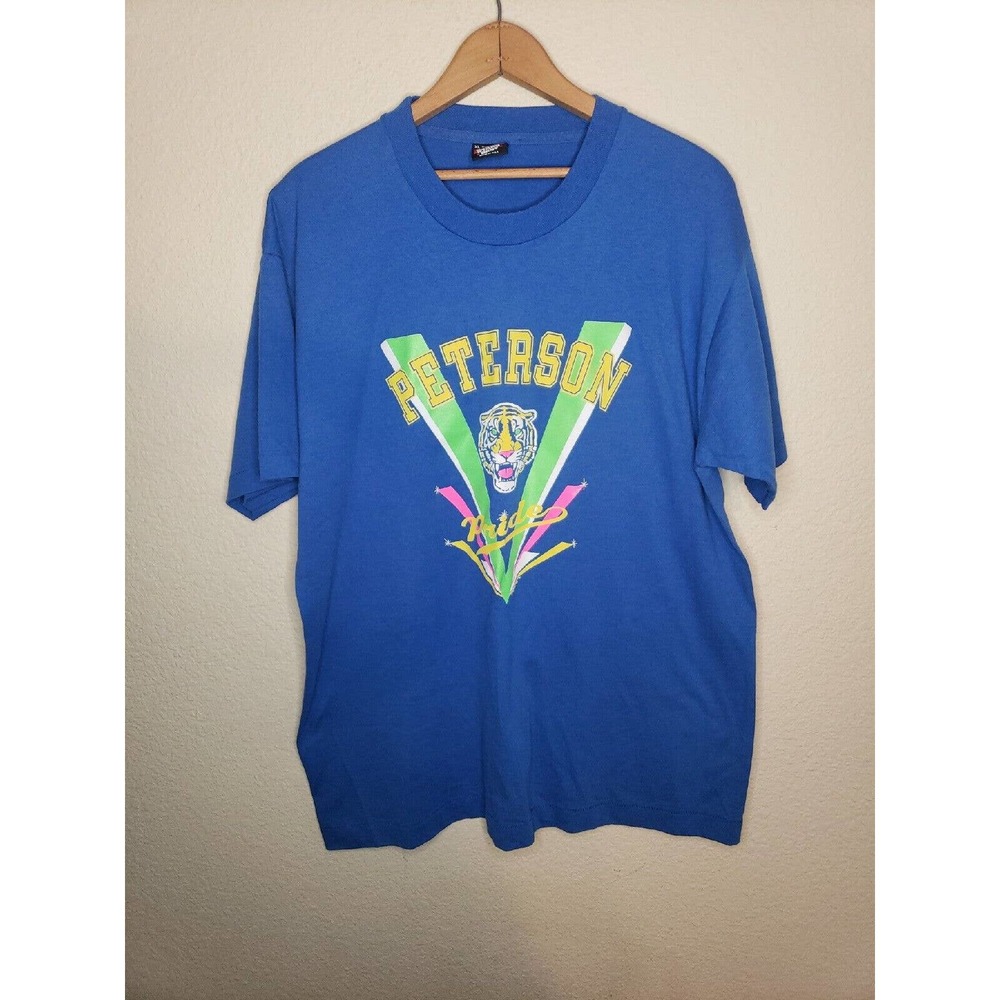 Vtg 90s XL 1991 Tiger Retro School Pride Shirt Screen Stars Best Tag Made Usa